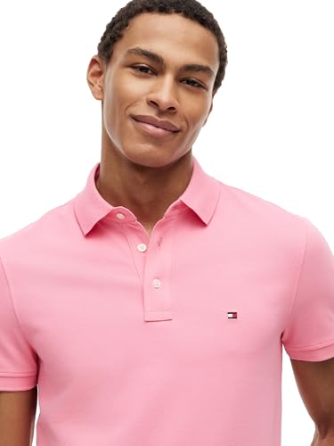 Image of Tommy Hilfiger Men's Short Sleeve Polo Shirts in Slim Fit with Stretch and Organic Pique Cotton