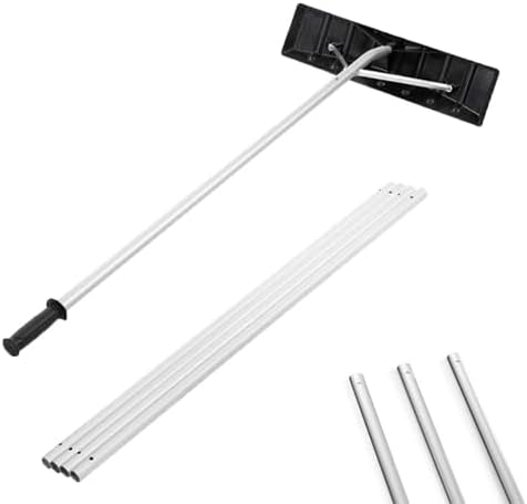 20.5 Ft Aluminum Roof Snow Rake, Roof Snow Remover with Extendable Pole, Easy Removal Ice Debris for House Roof, for Snow Removal, Ice Dam Prevention for Residential Roofs