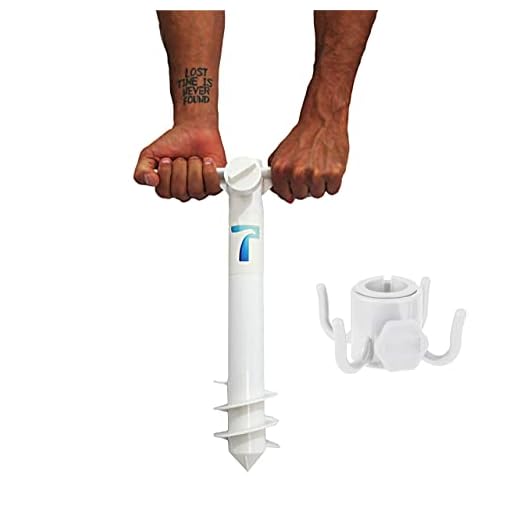 TheCozy Beach Umbrella Screw Sand Anchor Stand Holder | Fishing Rod Gripper One Size Fits All | Safe for Strong Wind with 4-prongs Hanging Hook