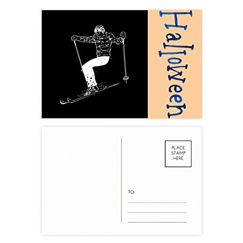 Cartes postales Halloween ski noir lot de 20 pour papeterie de fête