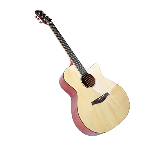 Guitare folk 41 pouces, guitare acoustique en épicéa et acajou à forte pénétration Texture fine pour jouer pour les mélomanes(Couleur du bois naturel) - Les Beatles, Paul McCartney, John Lennon, RIngo Starr, George Harrison Guitare folk 41 pouces, guitare acoustique en épicéa et acajou à forte pénétration Texture fine pour jouer pour les mélomanes(Couleur du bois naturel) – Image 3