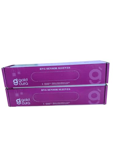Image of Gold Cura Dental RVG Sleeves | RVG Sensor Sleeves | X-ray Sensor Protective Films | Compatible with Size 1, 1.5 & 2 | Dimensions: L 15.5 CM x W 4.5 CM | Pack of 500 Sleeves