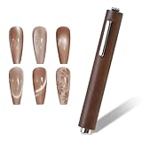 Cat Eye Magnet, 3-In-1 Nagelmagnet Mit Holzgriff Multifunktional Magnetwerkzeug Für Nägel Für Katzenaugen Nagellack Starke Magnetkraft (Braun)