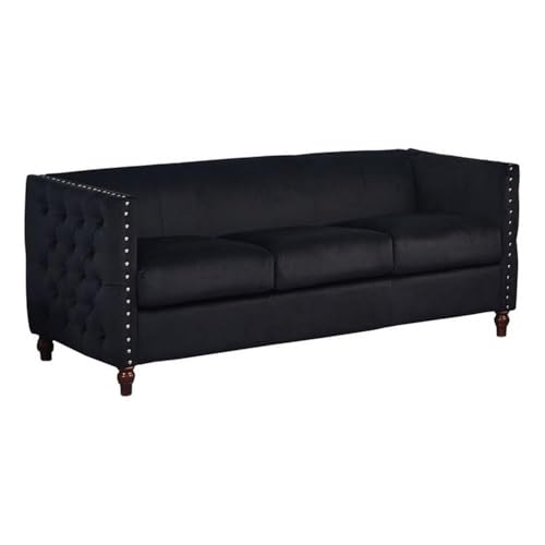 Kingway Furniture Avin Velvet Nail Head Livingroom Sofa in Black