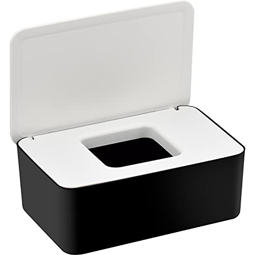 Dispensador de Toallitas Húmedas, Caja para Toallitas Húmedas Bebé con Tapa Sellada para Oficina Casa Cocina - Blanco y Negro