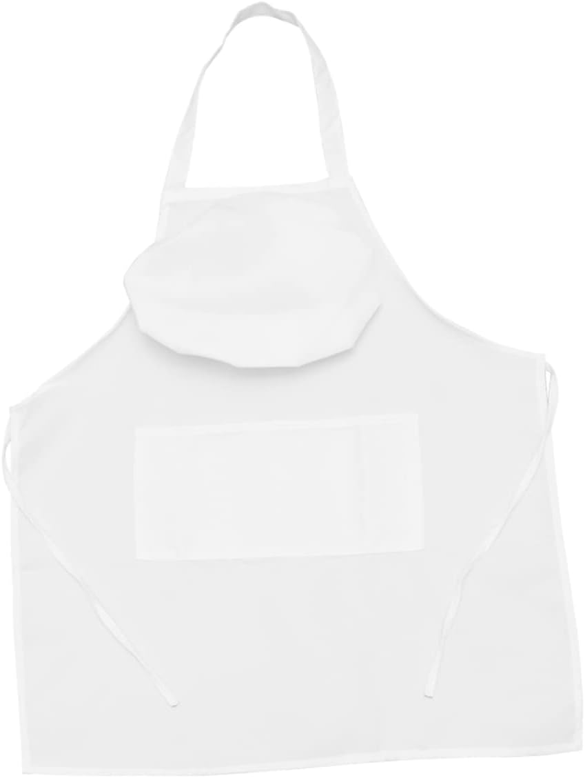 PRETYZOOM 8pcs Chef Apron and Hat Adults Sleeveless Kitchen Apron Front Pocket for Cooking Bbq and Restaurant Use Matching Chef Hats