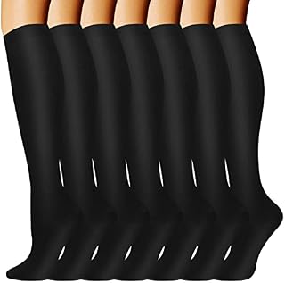 Compression Socks7 Pair) for Women & Men Circulation 20-30mmhg Knee High Sock is Best Support for Athletic Running,Cycling