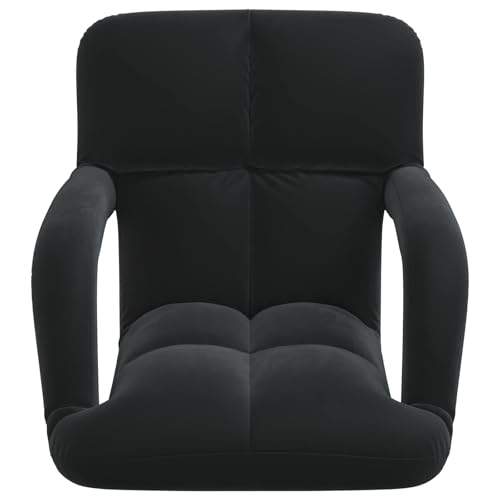 Fauteuil repose-pieds velours noir pliable pour méditation et lit