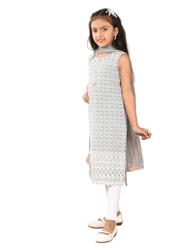 Image of Girls Cotton Kurti Set with Dupatta, Kids
