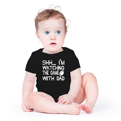 AW Fashions Shh... I'm Watching The Game With Dad Baby Bodysuit Funny Infant Clothes Romper Boy Clothes2