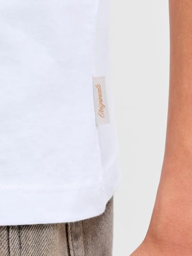 JACK & JONES Skull Tee Jorcatskills SS CN Sn JNR T-Shirt Motif tête de Mort, Blanc éclatant, 10 Ans Hommes