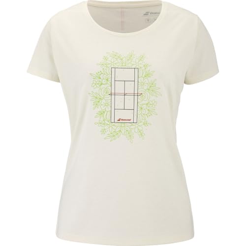 Babolat Women's Exercise Message Tennis Tee, Cannoli Cream (Small)