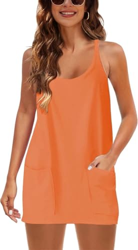 Image of Womens Sleeveless Athletic Hot Shot Mini Dress with Built-in Shorts
