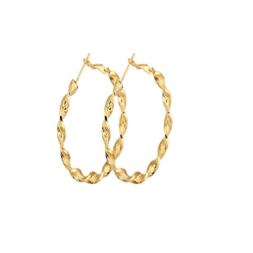 YAZILIND Circle Polished Shiny 18k Gold Plated Twisted Extra Large Omega Back Hoop Earrings2