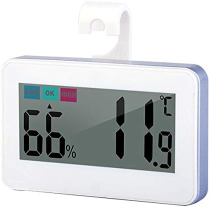 Fridge Thermometer Hygrometer,INRIGOROUS LCD Digital Fridge Freezer Thermometer Monitor Humidity Meter with Magnetic back Hanging Hook Retractable Stand and Suction Cup (White)