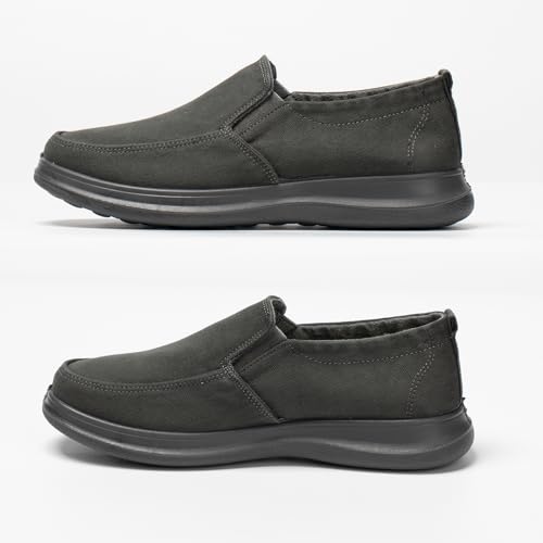 Men-Slip on Walking Loafers Casual Shoes-Wide Width Comfortable-Washed Demin Shoes -Breathable Memory Foam Midsole-Indoor & Outdoor Lightweight Design Charcoal Gray4