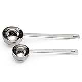 15 ml 30ml Coffee Scoop,Endurance Metal 304 Stainless Steel 1 Tablespoon (15 ml) and 2 Tablespoon (30 ml) Measuring Coffee Scoop Spoon, Set of 2 (Stainless Steel 2)