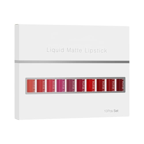 Lápiz labial líquido mate, textura y ligera, 1 juego/10 piezas, color de labios líquido, brillo de labios mate, aplicación sin esfuerzo, para mujeres, esposas, madres, viajeras, novias, bodas