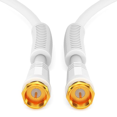 HB-DIGITAL Kabel antenowy satelitarny SAT TV 8K 4K UHD kabel satelitarny, kabel połączeniowy, wtyczka F DVB-S2 DAB+, filtr prądowy, 2 x rdzeń ferrytowy, biały, 3,5 m