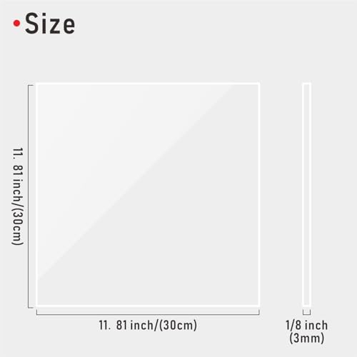 Image of 12 x 12 inch Clear Acrylic Sheet Plexiglass, 4 Pack 1 /8 inch Thick Transparent Acrylic Square Panel, DIY Materials with Protective Paper for Display Projects, Craft and More.