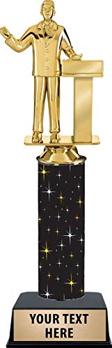 11" Public Speaking Male Trophies - Black Midnight Public Speaking Male Trophy Awards