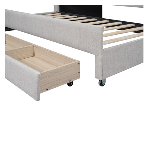 Tiiiopkvvv Gepolstertes Tagesbett für Doppelbett, mit Ausziehbett und 3 Schubladen, moderner Stil, Doppelgröße, multifunktional, einfache Montage, rutschfest – Bild 8