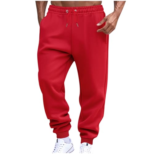 Sweatpants for Men Heavyweight Fleece Baggy Open Bottom with Pockets Elastic Waist Drawstring Casual Joggers Trousers