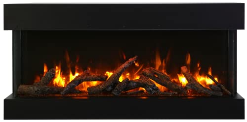 Remii Bay-Slim Smart Electric 50-Inch Indoor / Outdoor Wifi Enabled 3 Sided Fireplace, Multi Function Remote Control, Multi Speed Flame Motor, And A 10 Piece Birch Log Set #TOP7