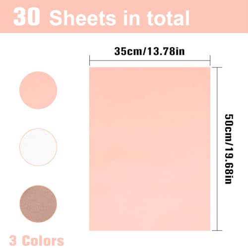 Larcenciel Seidenpapier, 30 Blatt Perlglänzendes Rosa Seidenpapier Verpackungsmaterial für Geschenktüten, Zartes Glitzer Geschenkpapier für Geburtstage, Hochzeiten, Jubiläen, Basteln, 50x35 cm