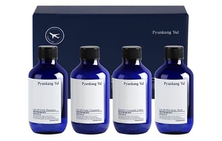 Pyunkang YulHair&Body Travel Kit | Shampoo, Conditioner, Body Wash, Lotion, Spa Kit, 4 items | Low pH, Moisturizing, Soothing, Refreshing, Fragrance Free | Korean Skin Care | 3.38 Fl.Oz. x 4ea