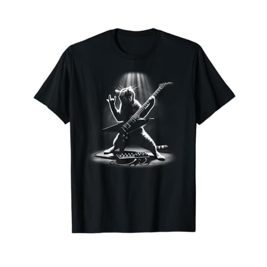 Gato Metalhead tocando la guitarra eléctrica Heavy Metal, Cats Rock Camiseta