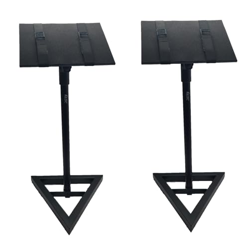 American Sound Connection Heavy-Duty Monitor Speaker Stand with Adjustable Height & Three-Point Triangle Base Black - Pair