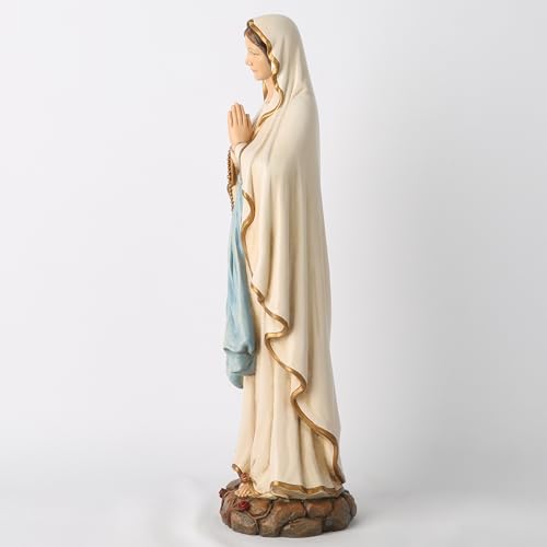 Estatua Virgen de Lourdes Católica 14.5" H Resina miniatura 5