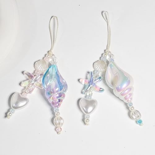 YWLUUOO Handcrafted Resin Earphone Accessory with Starfishes Charm and Heart Shaped Pearls Suitable for Mobile Phones Ornaments Stylish Earphone Holder Charm — view 6