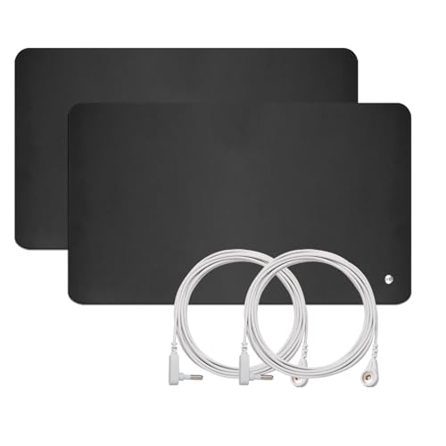 Grounding Mat Kit Grounding Mat 2 Pack Grounding Pad with 2 Grounding Wire Grounding Mat for Bed Feet for Sleep Relief Pain Improve Energy 11.7 x 23.4Inch