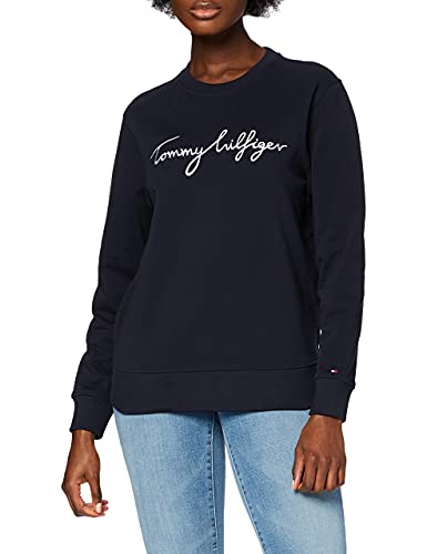 Tommy Hilfiger Damen Sweatshirt ohne Kapuze, Blau (Desert Sky), M