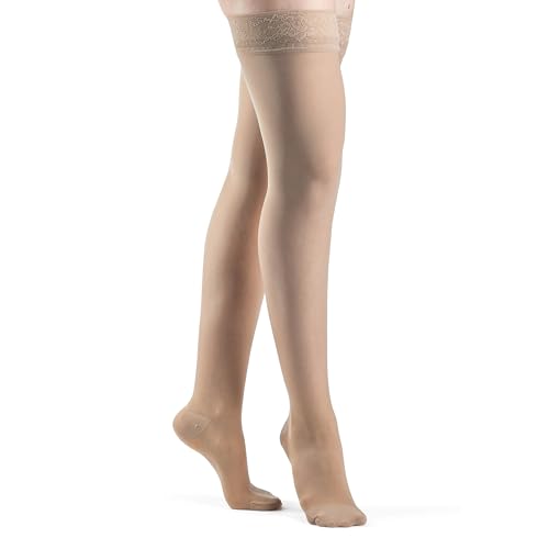 Image of SIGVARIS Women's Style Sheer 780 Closed Toe Thigh-Highs w /Grip Top 15-20mmHg