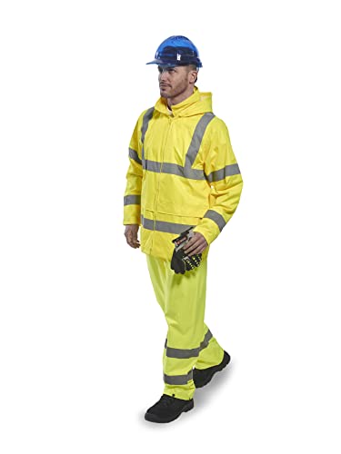 Portwest Uh440 Men's Lightweight Waterproof Hi Vis Reflective Rain Jacket Yellow, Large #TOP5
