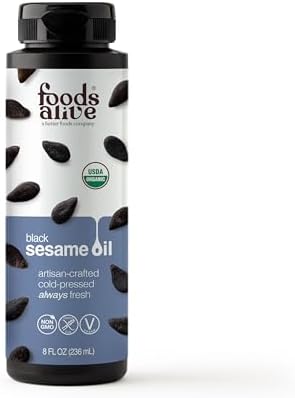 Foods Alive Black Sesame Seed Oil, Artisan Cold-Pressed, Organic, 8oz
