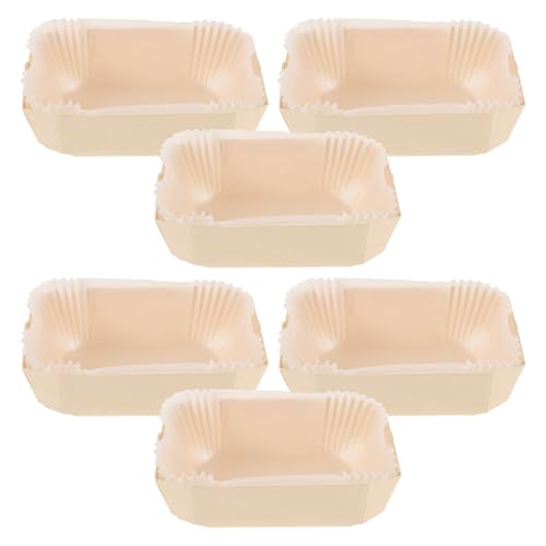 VOSAREA Stampi per Plumcake di Carta Monouso 6 Pezzi 140x90x45mm con Supporto in Legno Robusto, Teglie Usa e Getta per Pane, Toast e Dolci, per Panetterie, Pasticcerie e Uso Domestico