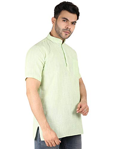 Image of LATEST CHIKAN Men's Cotton Regular Casual Strped Short Kurta Half Sleeves - (SK-LJ.DS.AS)