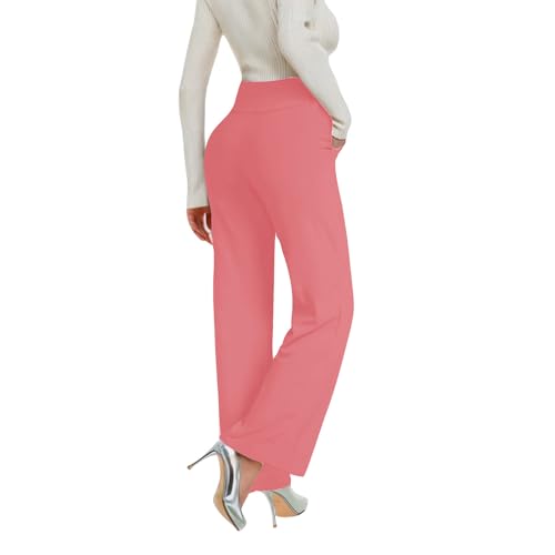 Calça feminina de corte alto flare perna larga lisa corte bota corte solto calça feminina outono ver