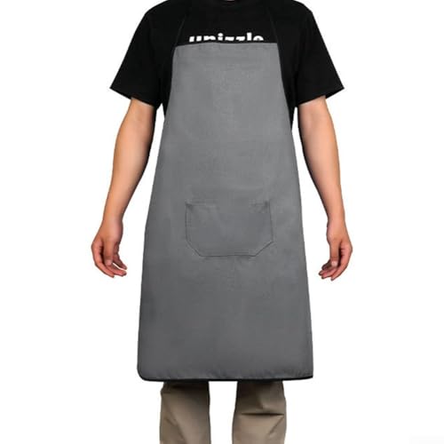 Grembiule da saldatura, da uomo, ignifugo, resistente al calore, ignifugo, con design a prova di spruzzi, grembiule da lavoro in poliestere lavabile (grigio)
