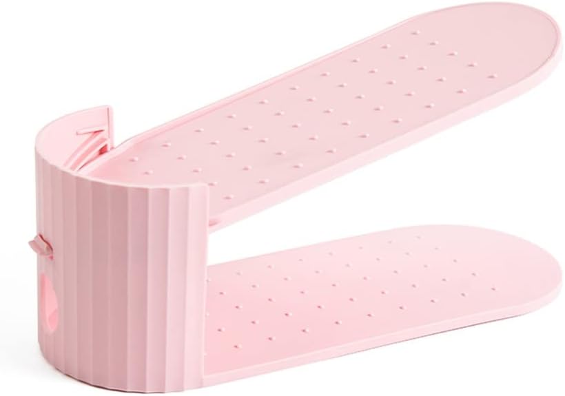 Shoe Holder 5pcs Adjustable Storage Shoe Rack Double-Layer Shoe Holder Bedroom Space-Saving Home Dormitory Artifact Storage Shoe Space Saving, Non-Slip (Color : White) (Pink)