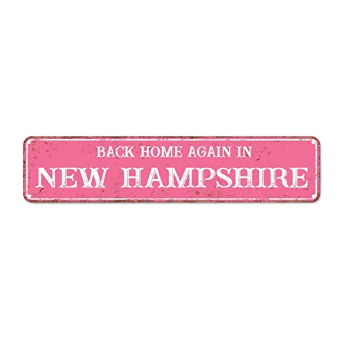 Back Home Again in New Hampshire Aluminum Sign New Hampshire State Metal Sign Iron Painting American State USA Map Metal Sign Quality Metal Sign for Front Porch Outdoor Bedroom 18x4in