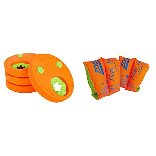 Zoggs Float Discs Armbands, Confidence Building Arm Bands, Safe Zoggs Swimming armbands, 2-6 years & Kid's Float Bands, Swimming Armbands for Kids, Orange, 1-3 Years, 11-18 kg