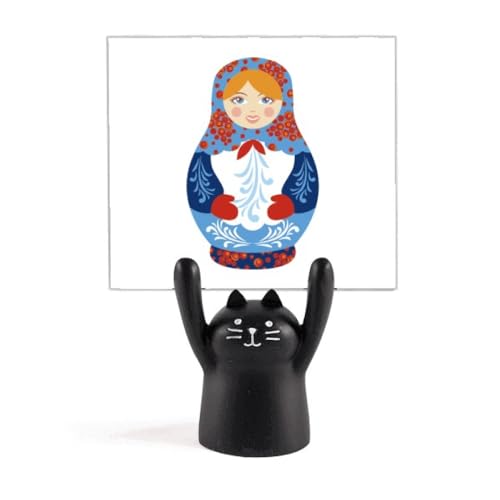 Porte-mémo chat noir poupée russe pour ne plus perdre vos notes de bureau