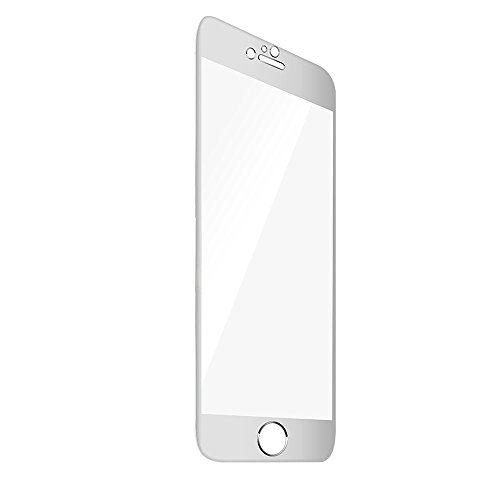 iPhone 6 6S Screen Protector, Ballistic Tempered Glass + Metal Frame to Full Coverage F-color™ Maximum Screen Protection from Bump Drop Scrape 0.3mm 9H 2.5D HD,Silver