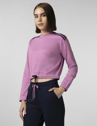 Image of FYLTR Women's Terry Crop Top - Full Sleeve | Elasticated Waist & Cuff | Boxy Fit | Stripe Detailing | Tops for Women Western | Women t Shirt