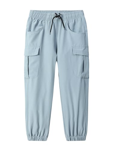 HONCAN Toddler Cargo Joggers Pants Baby Boys Girls Outdoor Quick Dry Hiking Pants Kids Lightweight Athletic Pants with Pockets(6067-LightBlue5T)